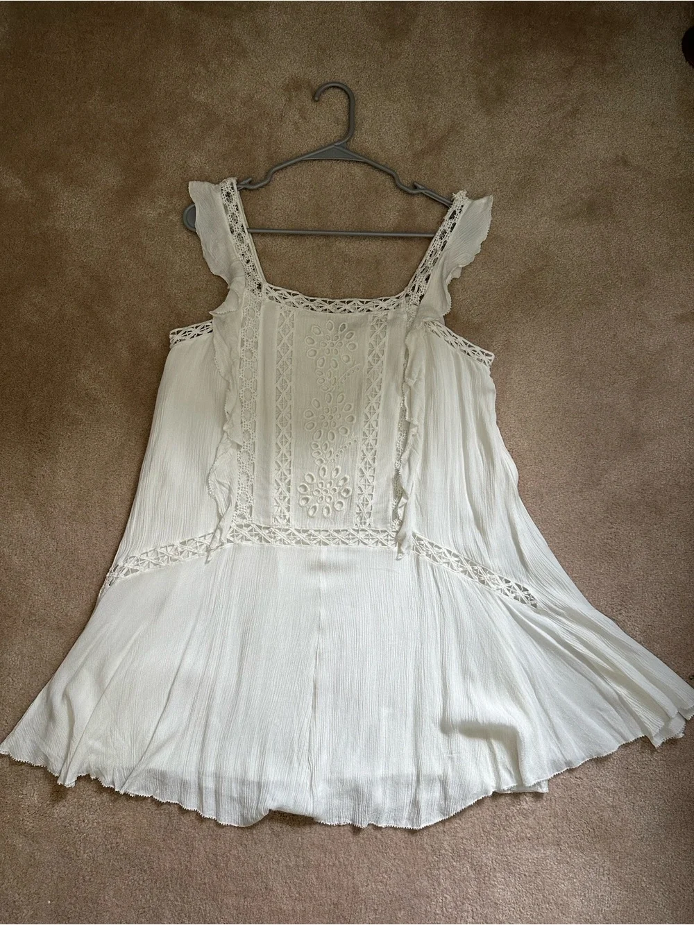Free People Women’s White Crochet Trim Dress